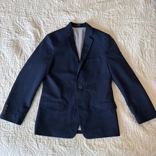 IZOD Boys Navy Blue Blazer Size 10 Lined Sport Coat Dress Jacket stretch W191