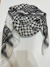 Traditional Palestinian Keffiyeh Scarf - Black  White Hirbawi Style Shemagh Wra