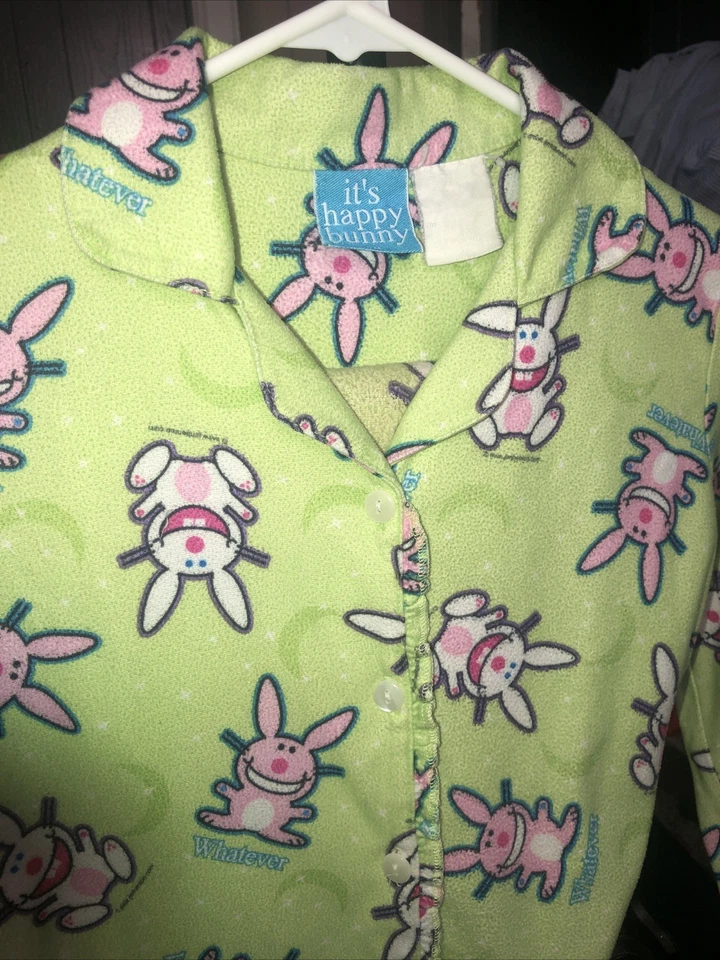It’s Happy Bunny “Whatever” 2Pc Pajama Pant Set Youth 4-5 Vintage Jim Benton Y2K - Image 3 of 4