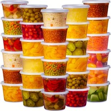 22 Sets 16oz Clear Plastic Deli Containers Lids Leakproof Food Storage Microwave
