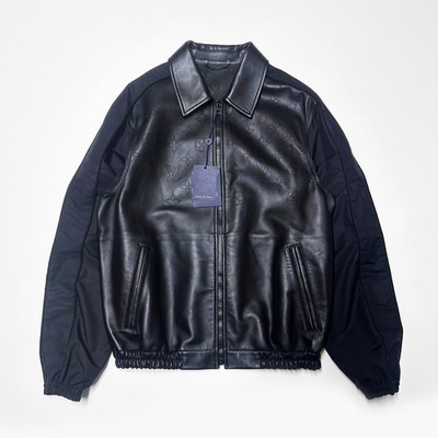 100% AUTHENTISCHE LOUIS VUITTON GR 50 M L PERFORIERTE LEDER BLOUSON JACKE HERREN