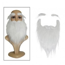 Realistic White Santa Beard Set with Eyebrows for Christmas and Theater Costume