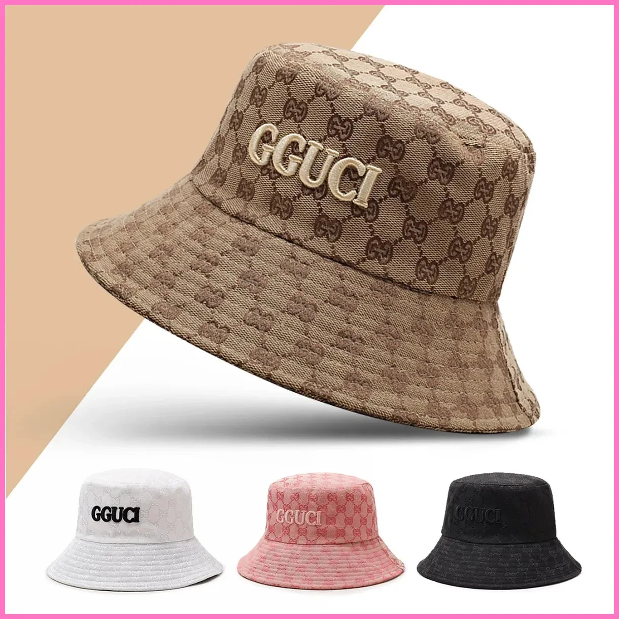 Unisex Black and White Embroidered Letters Personalized Bucket Hat Fisherman Hat