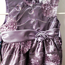 Girls Gray Formal Sleeveless Dress Satin Sash Bow Floral Applique Sequin 6