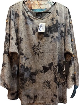 En focus Women s Top Blouse Size 3X RN#165987 Made As Polyster Spandex Látex