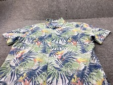 Izod Saltwater Shirt Mens Medium Green Floral Relaxed Classic Beach Casual