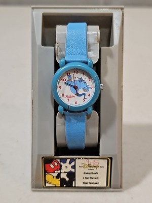Vintage RARE The Disney Store ''Aladdin'' Blue Tone Quartz Kids Watch NEW OLD STOC