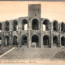 c1900s Arles, France Roman Amphitheater Arena Exterior Steps Arches Tower A355