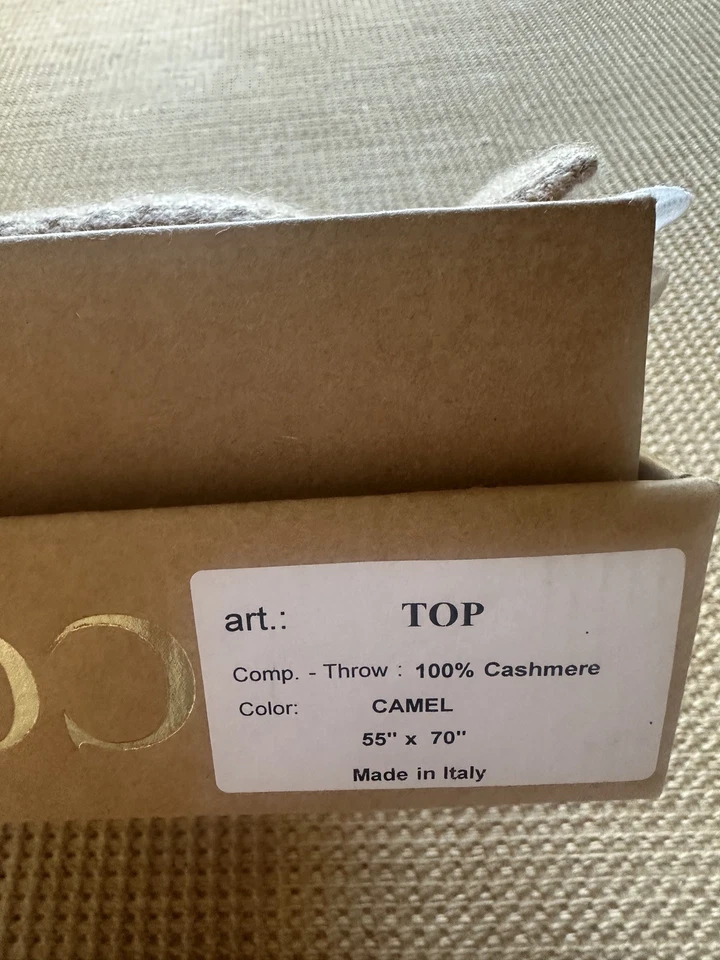 CO.BI. Manta 100% CACHEMIRA Top Cable 55x70 Hecha en Italia En Camel $865 Foto 2 de 4