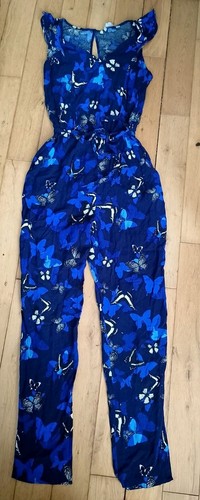 Redherring Blue Black Sleeveless Butterfly Jumpsuit Size 12