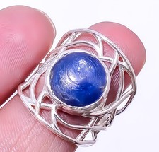 Kyanite - Nepal 925 Sterling Silver Handmade Solitaire Ring s.8 R7989-5
