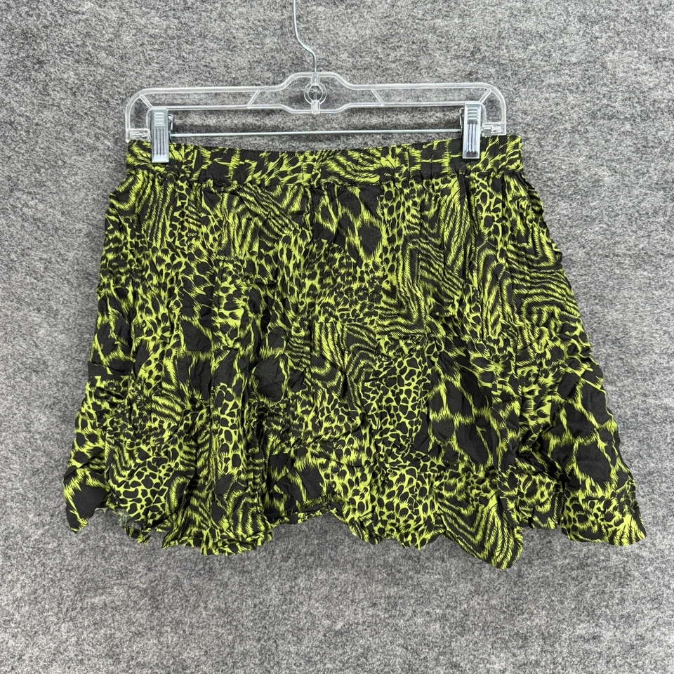 Falda Jean London Mujer S Pequeña Verde Estampado Animal Mini Corta Tiro Medio Rayón Foto 2 de 4