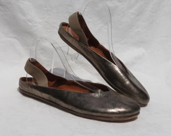 Zapatos planos de ballet GENTLE SOULS US 10 de cuero dorado con cordones GRETCHEN para mujer Foto 2 de 4