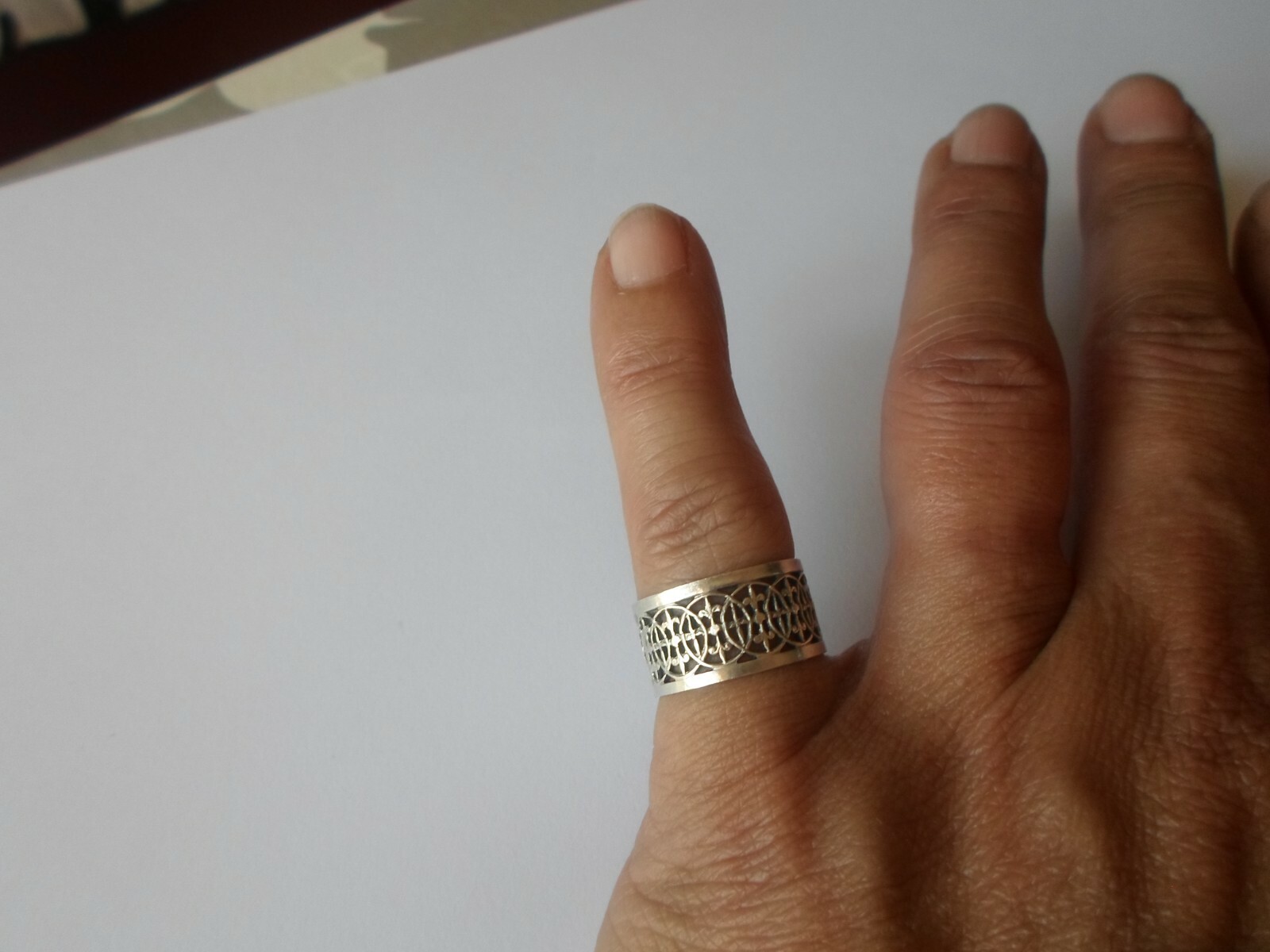 solid silver ring, ring, openwork, interlaced cir… - image 1