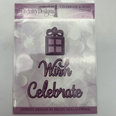 Divinity Designs CELEBRATE & WISH Dies - Word Die Crafts Cards Present Gift NEW