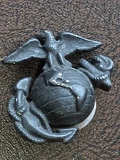 Vintage Black Navy Military Insignia Hat Pin Eagle Globe Anchor World War 2