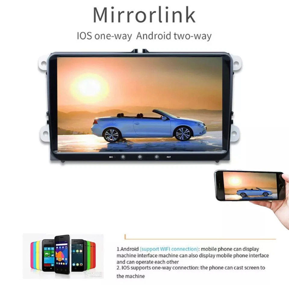 AUTORADIO ANDROID STEREO AUTO 9" 2 DIN DAB + VOLKSWAGEN GOLF 5 6 SEAT SKODA VW - Immagine 3 di 4