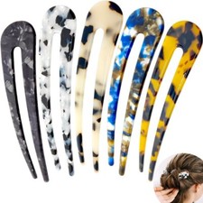 5 PCS French Hair Forks Tortoise Shell U Shape Updo Hair Pins Clips for Thin ...