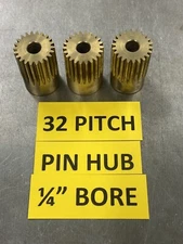  WIDE BRASS SPUR GEAR 32 PITCH 22 TEETH FOR CLOCK MACHINE REDUCER ETC. 1/4" BORE
