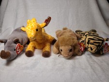 Ty Beanie Babies Vintage lot of 4   Stripes, Roary, Spike,  Twigs