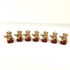 90's Hallmark Teddy Bear Miniature Ornaments Mini Sledding Bear 1990 Lot Of 7