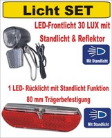 Fahrrad Beleuchtung Set 30 Lux Led Vorderlicht &1 Led RüCklicht Mit Standlicht