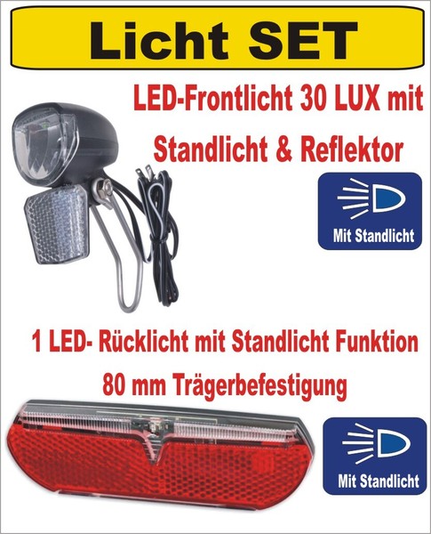 Fahrrad Beleuchtung Set 30 Lux Led Vorderlicht &1 Led RüCklicht Mit Standlicht-image
