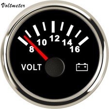 52mm2 Black Volt Gauge 8-16v For Car Truck Marine Motorcycle Red Led Usa Stock