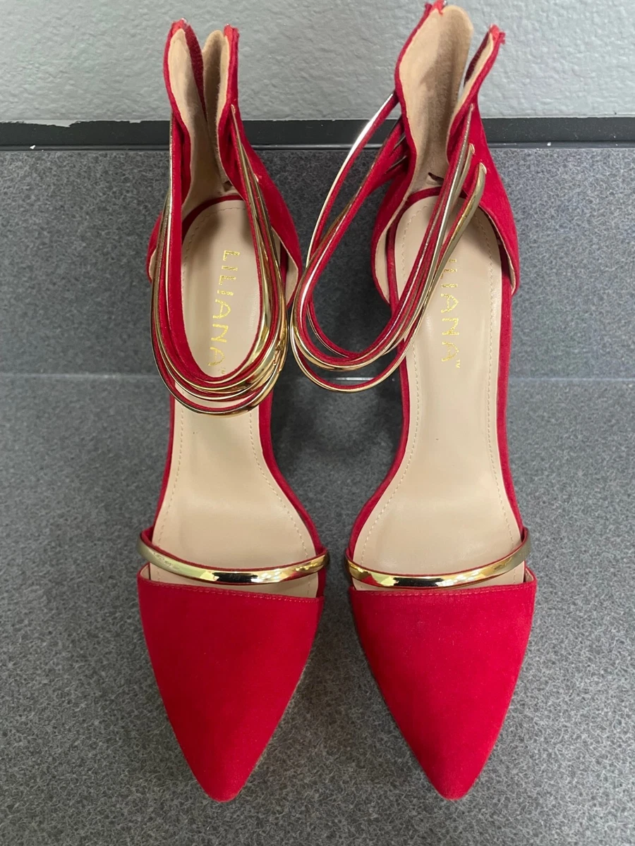 Red heels with gold store