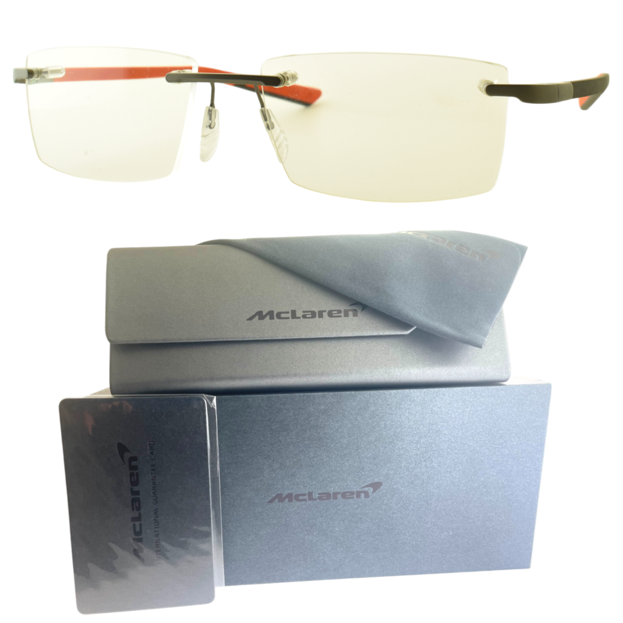 NEW!! MCLAREN ML MS-85 C03 Matte Black/Orange Rectangular Rimless Optical Frame