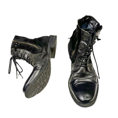 Gray Saks Fifth Avenue Boots Mens 10 M Black Leather Side  display picture 3