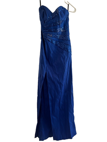 Jessica McClintock Royal Blue Sequin Strapless Gown Sz 6 Elegant PROM DRESS ๐ - Picture 2 of 5