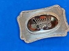 Covered Wagon Vintage Raised Centerpiece Vintage Western Belt Buckle