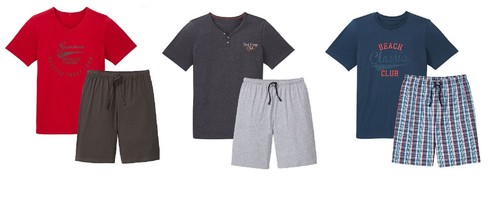 Herren Shorty Pyjama Schlafanzug kurz Grau Navy Rot Gr. M,L,XL,XXL - Bild 1 von 4