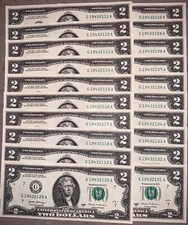 🇺🇸 20 Crisp New 2 Dollar Bills UNC SEQ 💯 % Satisfaction FREE SHIPPING