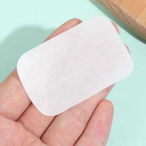100 hojas de jabón de papel desechables portátiles solubles de viaje perfumado lavado a manos - Imagen 8 de 10