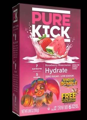Pure Kick Warcraft Rumble Strawberry Watermelon Hydration Drink Mix 3 Packs