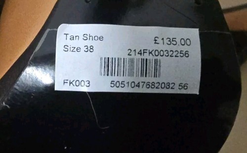 KAREN MILLEN SHOES UK 5 tan all leather peeptoe black studs block high heel £135 - Picture 3 of 3