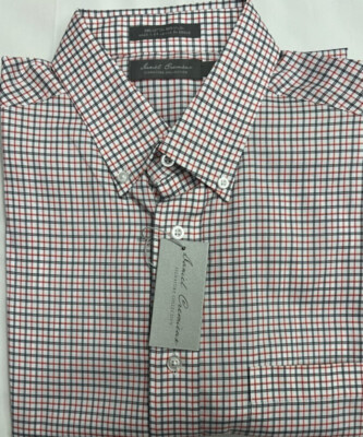 Daniel Cremieux  Men's Casual Short Sleeve Shirt Brt Coral Plaids Size L $18.75