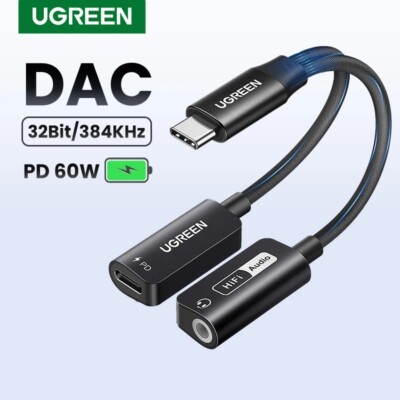 UGREEN USB C to AUX Audio Cable DAC Chip 60W PD QC