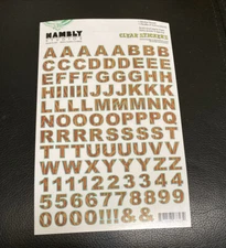 Lot 6 sheets HAMBLY STUDIOS Alphabet Wood Grain Letters Clear Stickers New