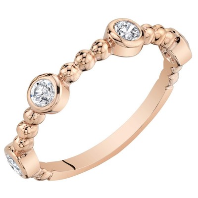 PEORA Cubic Zirconia Dainty Stackable Ring Rose-Tone Sterling Silver