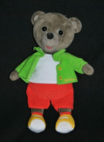 Plush welded small brown bear JEMINI low red jacket green 29 cm condition NEW  - Picture 1 of 2