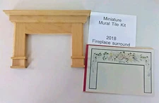 Dollhouse Miniature Vintage Mural Tile Fireplace Surround Kit NOS 1:12 Scale