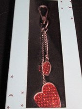 RED HEARTS RHINESTONE KEYCHAIN PURSE CLIP BACKPACK CHARM