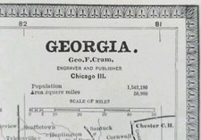 Vintage 1885 GEORGIA Map 11x13 ~ Old Antique ...