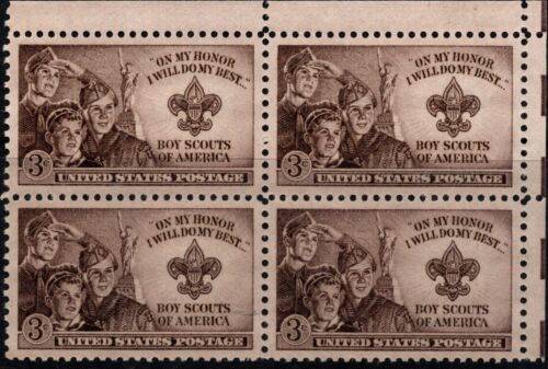 USA 1950 BOY SCOUTS OF AMERICA (BSA) BLOCK OF FOUR SCOTT 995 MNH