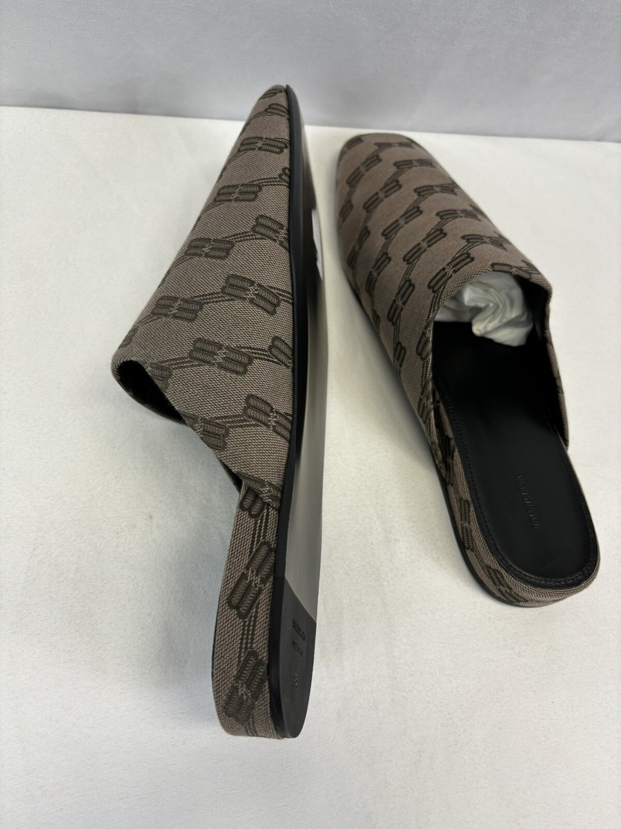 Balenciaga Men's Cozy BB Monogram jacquard slippers Sz US