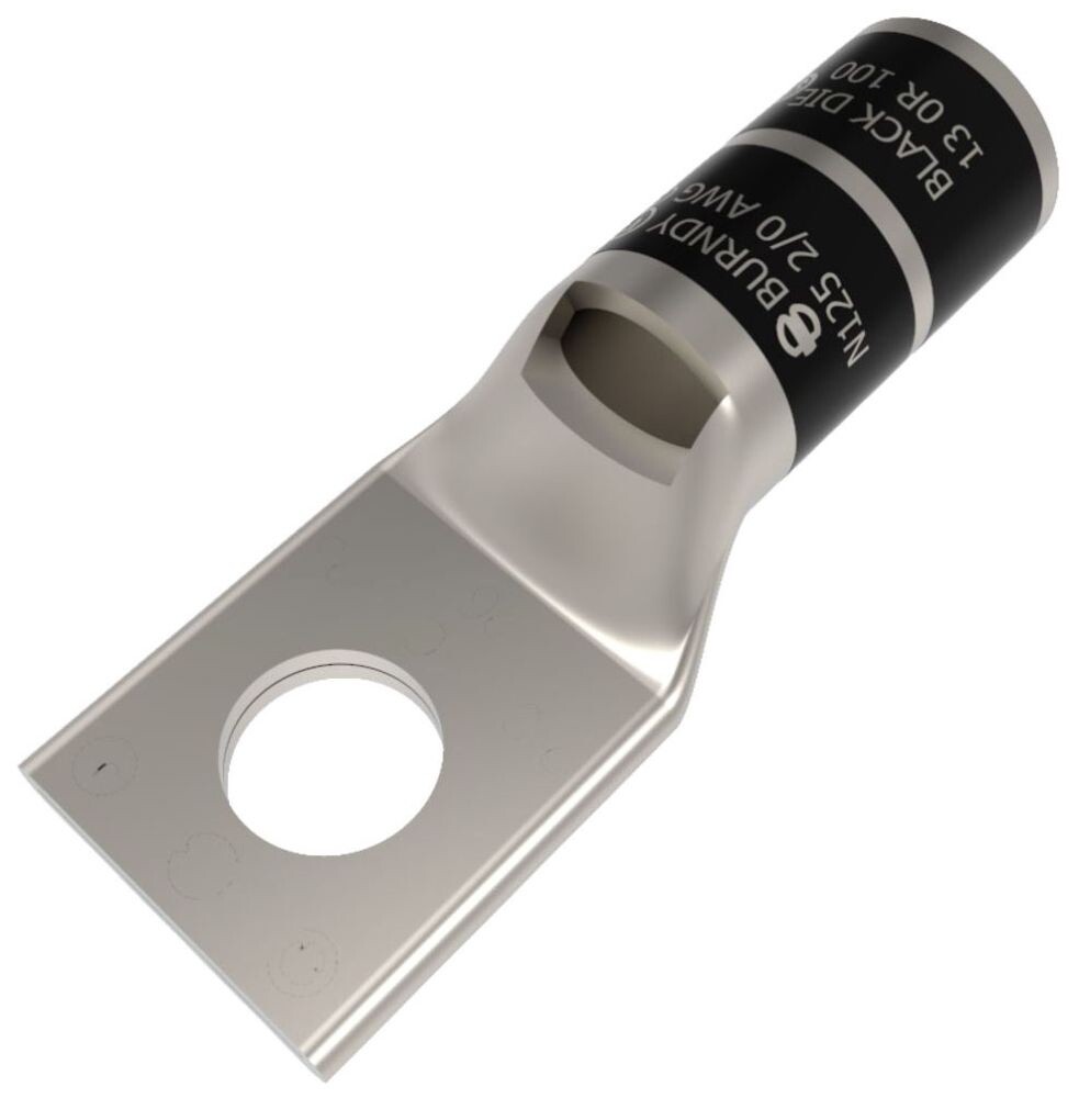Burndy YA26L6BOX, Compression Cable Lug, 2/0 Cu 1-Hole Short 1/2