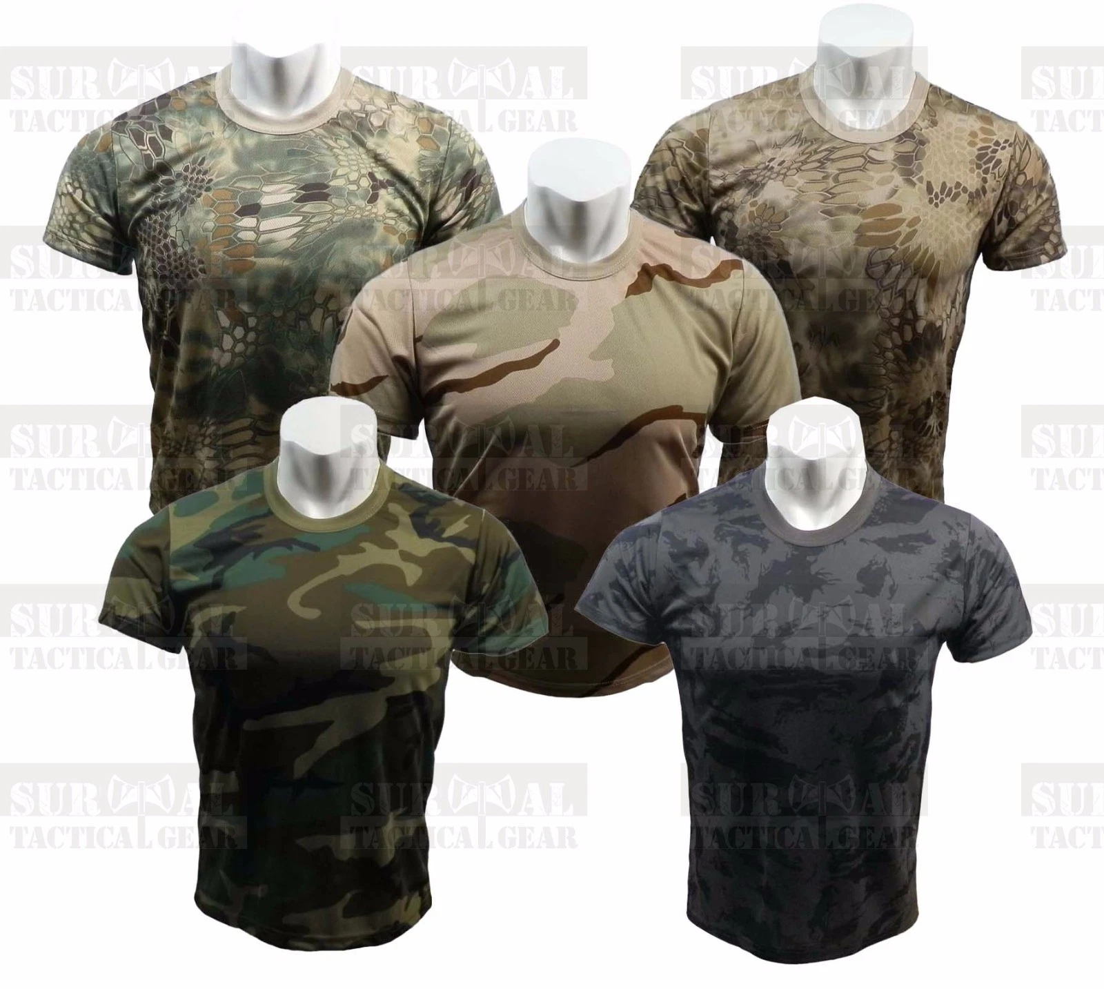 MILITARY Camouflage Short Sleeve 85% Polyester 15%Dpandex Fast drying T-Shirt